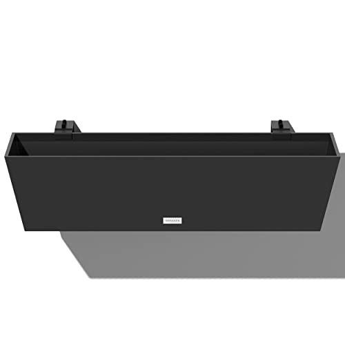 Veradek Pure Series Railing Planter - Tapered Window Box with Bracket | Made From Durable Plastic With Adjustable Metal Railing Bracket. Modern Railing/Fence Décor for Plants and Flowers - color: Black, size: 36 inch