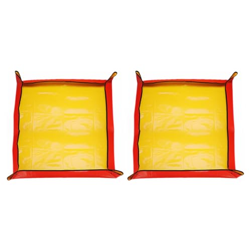 HARFINGTON 2pcs Repotting Mat 39.4" x 39.4" PE Cloth Waterproof Plant Repotting Mat Foldable Portable Gardening Potting Tray with Metal Buckle for Indoor Plant Change Soil Watering, Yellow - color: Yellow, size: 39.4" x 39.4"