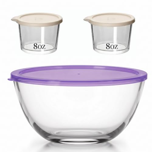 5 Quart Large Glass Mixing Bowl, Clear Large Salad Bowls Glass Big Mixing Bowls for Kitchen Storage