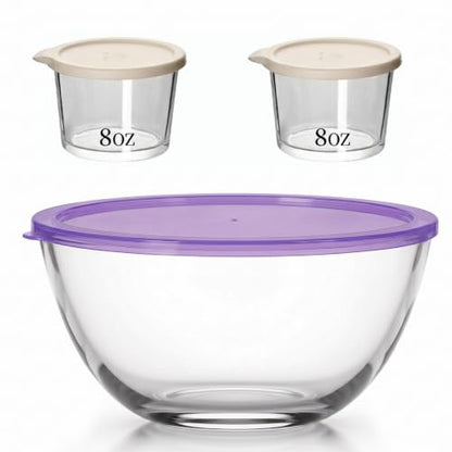 5 Quart Large Glass Mixing Bowl, Clear Large Salad Bowls Glass Big Mixing Bowls for Kitchen Storage