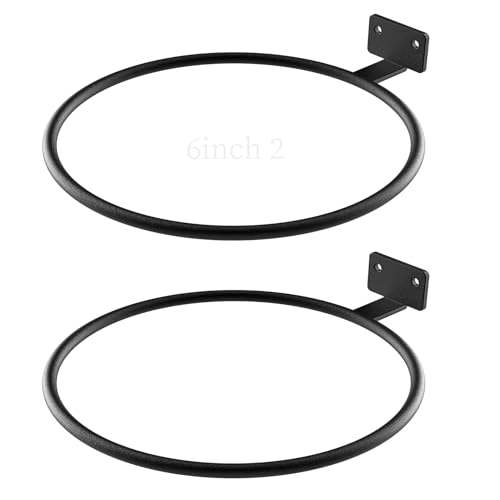 2Pack Black 6In Wall Mount Metal Flower Pot Rings Heavy Duty Plant Brackets | Sturdy rustproof metal planter ring holders Bulk,wall mounted saves space,perfect for indoor and outdoor flower pot display - color: Black/2pack, size: 6in