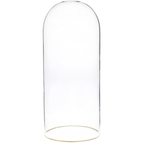 Plymor 5.5" x 13" Glass Display Dome Cloche with Gold Rim (no Base) - size: 5.5" x 13"