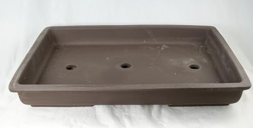 Japanese Yokkaichi Rectangular Unglazed Slim Forest & Raft Bonsai Pot + Mesh - 18.5"x 13.5"x 2.5"