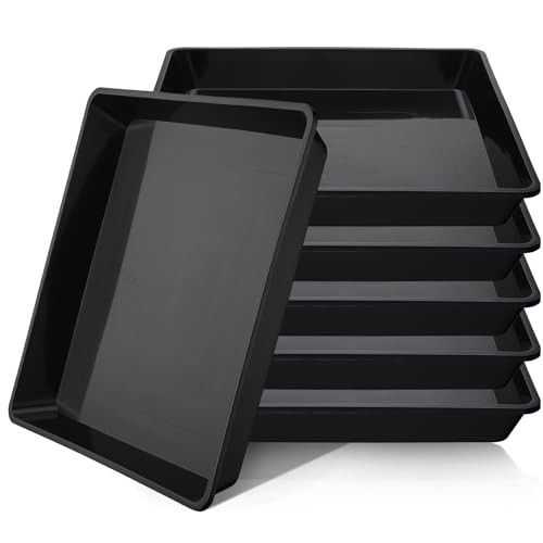 GREANER 16 Inch Square Tray, Black Humidity Trays for Indoor Plants, Large Drip Trays for Potted Plants(6 Packs) - color: Black, size: 16"