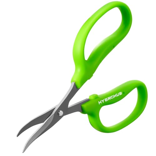 Garden Scissors, 6-in Curved Blade Pruning Shears, Non-Stick Coated Steel | Sharp Small Gardening Snips for Plants, Herbs, Flowers in Grow Tent and Hydroponics, Garden Trimming Tools, Easy to Clean - style: Curved Blade