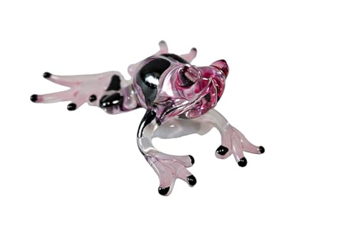 Frog Tiny Miniature Figurines Animals Hand Blown Glass Art, Collectible Gift Decor,(Purple) - color: Purple