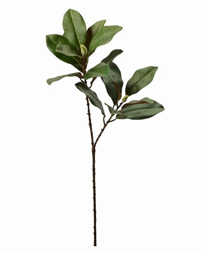 28'' Artificial Southern Magnolia Branches, Realistic Magnolia Tree Fork, Picks for Home Décor, Real Touch Leaves, Set of 4