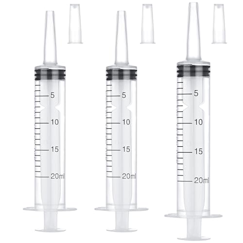 3 Pack 20ml Syringe with Cap, Plastic Syringe without needle for Liquid, Sterile Individually Wrapped - style: 20 ml