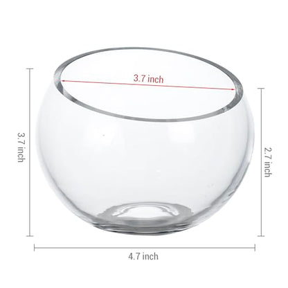 MyGift Premium Hotel Series 5 Inch Round Clear Glass Air Plant Terrariums, Mini Candy Bowl Jars, Tealight Candle Holders, Succulent Cactus Vases, Set of 4 (Pack of 3) - size: Set of 4 (Round) (Pack of 3)