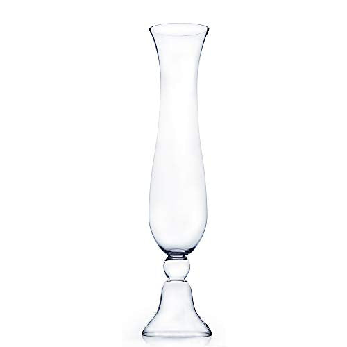 WGV Trumpet Glass Vase, Open Width 7", Height 35", (Multiple Sizes Choices) Clear Tall Floral Planter Centerpiece, Wedding Event Home Decor, 1 Piece (VTR0535) - size: 7"x35"H