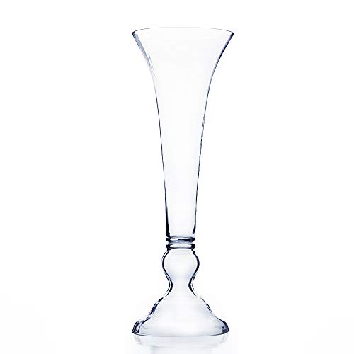 WGV Trumpet Glass Vase, Open Width 8", Height 23.5", Clear Large Floral Planter Centerpiece, Wedding Event Home Decor, 1 Piece (VTV0824) - size: 8"x23.5"H