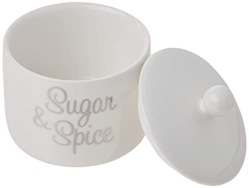 Kate Aspen Ceramic Sugar Bowl, Spice and Everything Nice, White - size: Pack of 1, style: White