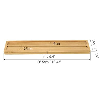 PATIKIL Bamboo Wood Saucer, 10.5x3 Inch Rectangle Wooden Plant Drainage Tray Bonsai Plants Saucer Succulent Pot for Home Balcony Patio - size: 10.5" x 10.5" x 3"