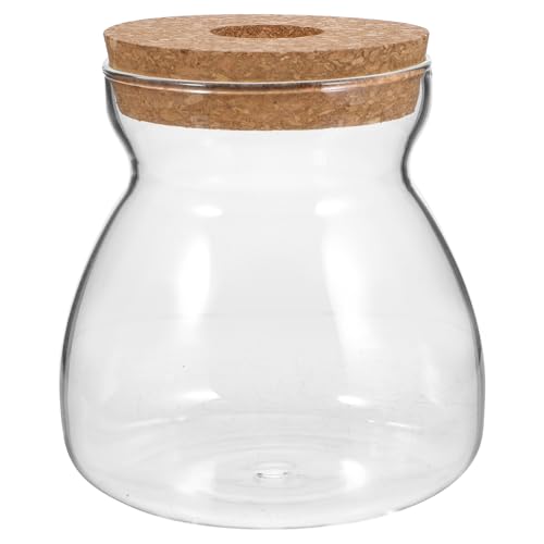 ULTECHNOVO Glass Terrarium Jar with Perforated Lid - 4.72X3.93X3.93In Hydroponic Plant Container for Succulents Moss and Indoor Micro Landscape - Clear Ecosystem Planter for Office and Home Decor - size: 12x10CM