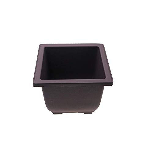 MUZHI 6PCS/Pack Retro Style Deep Square Small Bonsai Training Pots with Tray, Mini Plastic Mocha Garden Flower Pot 5" - size: 6pcs small deep square 5"