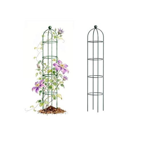 Vego Garden 6.4 ft Round Obelisk Garden Trellis, Metal Rustproof Plant Support Rose Trellis, Tower Potted Cages for Flowers Fruits Vegetable Vines Indoor & Outdoor - size: 6.4 Ft