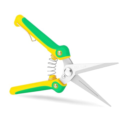 Gardening Scissors Hand Pruner Pruning Shear with Straight Stainless Steel Blades, Flower Cutter Garden Clippers, 8.1 Inch (Green) - color: Green