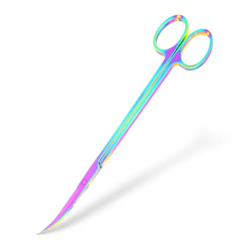 Mandala Crafts Rainbow 10 Inches Curved Aquarium Scissors for Fish Tanks - color: Rainbow Curved Scissors, size: 10 Inches