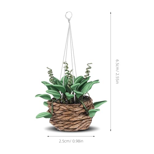 TOYANDONA 2Pcs Miniature Dollhouse Plants, 1:12 Scale Resin Hanging Potted Bonsai for Dollhouse Accessories Decor, Tiny Artificial Greenery for Mini Garden, Living Room & DIY Crafts