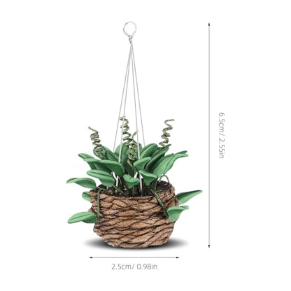 TOYANDONA 2Pcs Miniature Dollhouse Plants, 1:12 Scale Resin Hanging Potted Bonsai for Dollhouse Accessories Decor, Tiny Artificial Greenery for Mini Garden, Living Room & DIY Crafts