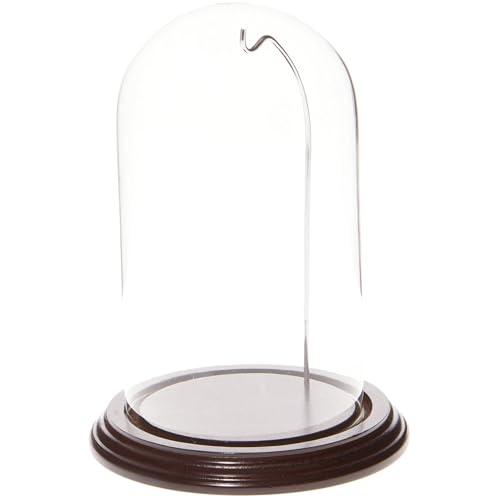 Plymor 4" x 7" Watch/Ornament Glass Display Dome - color: Mahogany Base / Silver Wire