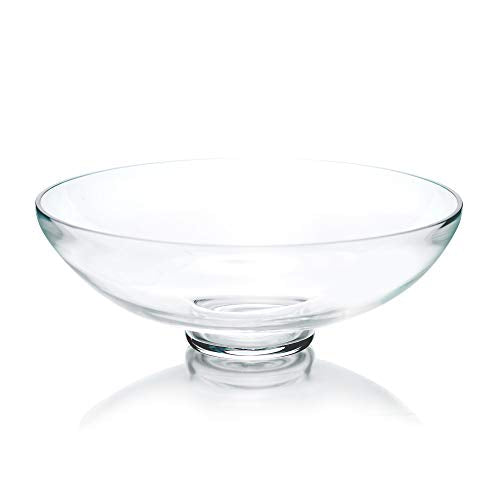 CYS EXCEL Glass Decorative Footed Bowl (H:4.5" D:12") | Fruit Display & Terrarium Bowl | Compote Vase & Kitchen Table Centerpiece - style: Classic