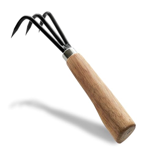 Garden Helper Triple Claw Root Hook for Plants - Bonsai Repotting Tool - Heavy Duty Hardened Steel Blade with Ergonomic Wood Handle - style: Triple Claw