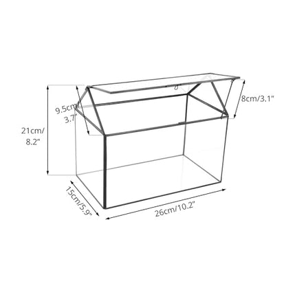 NCYP Glass Terrarium - Mini House Shape Terrarium with Lid, and House Shape Terrarium with Acrylic Lid, for Small Succulent Cacti, Ferns, Home Garden Decor