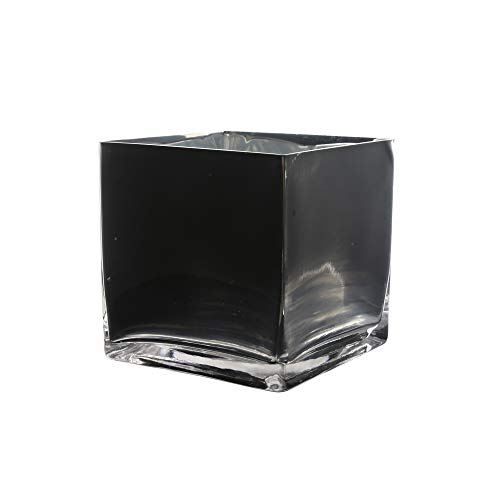 WGV Cube Glass Vase, Candle Holder, 6"x6"x6", Black Elegant Floral Accent Container Planter Terrarium Storage for Wedding Party Home Decor, 1 Piece (VCB0006BK) - size: 6" Black