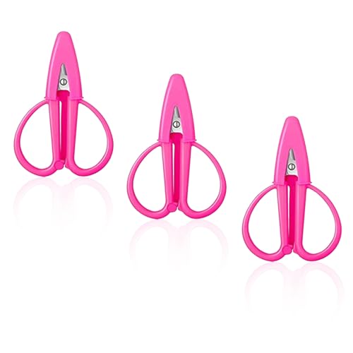 3Pcs Pink Mini Scissors Travel Set - Portable Craft Snips for Sewing, Crochet, Embroidery - Tiny Scissors with Covers, Ideal for Women & Girls on the Go - color: Pink, size: 3 Pack