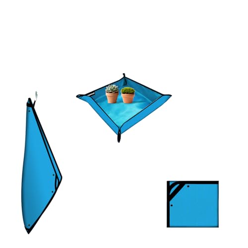 19.7"x19.7" Plant Transplanting Mat - Thickened Waterproof Potting Mat, Succulent Gardening Mat, Portable Repotting Mat for Mess Control, Indoor Outdoor Use (PVC-Blue) - color: Blue, size: 19.7" x 19.7" x 0.1"