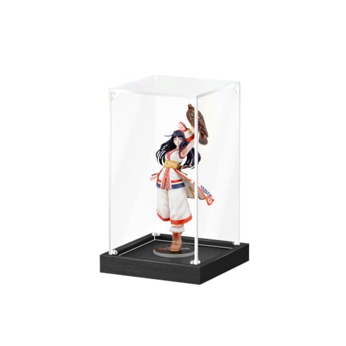 JUJOMAT Clear Acrylic Display Case for Collectibles, 5.5x5.5x9.5 in, Black - color: Black, size: 5.5 x 5.5 x 9.5 inches
