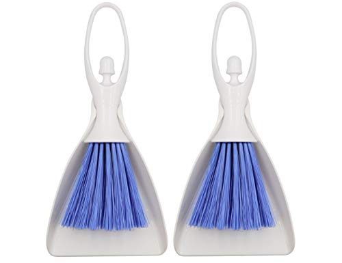 LBY Hand Broom and Dustpan Set, Mini Brush Nesting Tiny Cleaning Whisk, Ergonomic Grip Handle for Desk, Keyboard, Car Cleaner Tools 2 in 1