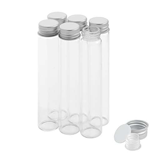 30ml Glass Clear Test Tubes with Screw Caps and Plastic Stoppers, Liquid Sample Vial, Leak-Proof Flat Test Tubes, 6PCS - color: with Screw Caps, size: 30ml