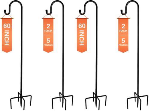 Ottsuls Shepherd-Hooks 60" Adjustable for Bird-Feeder Lantern Plant-Hook Garden-Stake - Plant Stand Hanger for Outdoor Flower Basket, Bird Feeder Hanger Weddings Decor (4 Pack) - size: 60 Inch (Pack of 2), style: A-2 Pack