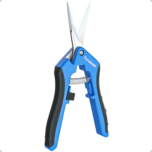 Fondwell 6.5" Small Garden Shears Precision Indoor Plant Trimming Scissors | 1-Pack Pruning Snips, Ultra-Sharp Micro-Tip Curved Blades, Comfortable Use, Safety - Best for Precision Cuts in Tight Spaces - color: Silver (Curved Blades)