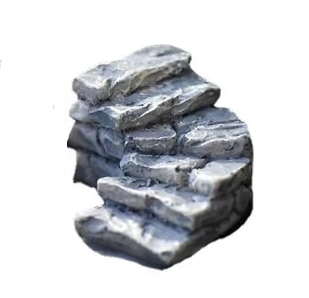Jinshining Curved Stone Steps Miniature Fairy Garden Accessories,Miniature Pond Lawn Ornament Figurines, Mini Lighthouse Water Well Bridge Figurines, Micro Landscape Ornaments for DIY Kit Statues