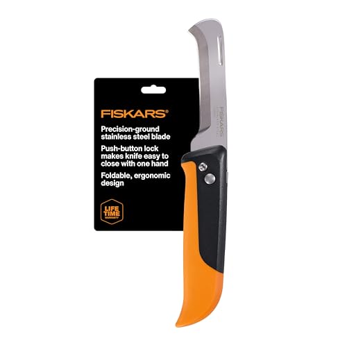 Fiskars Folding Produce Knife, Gardening Tool for Harvesting Vegetables | Foldable Ergonomic Design, Stainless Steel Curved Blade - style: Folding Harvest Knife