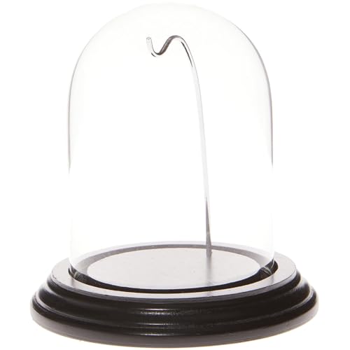 Plymor 3" x 4" Watch Glass Display Dome Cloche - color: Black Base / Silver Wire