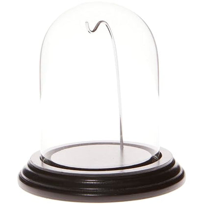 Plymor 3" x 4" Watch Glass Display Dome Cloche - color: Black Base / Silver Wire