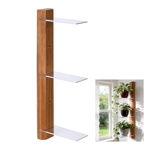 Window Sill Plant Shelf, 3 Tiered Window Plant Shelves Indoor Plant Stand with Hook-and-Loop, Renter Friendly