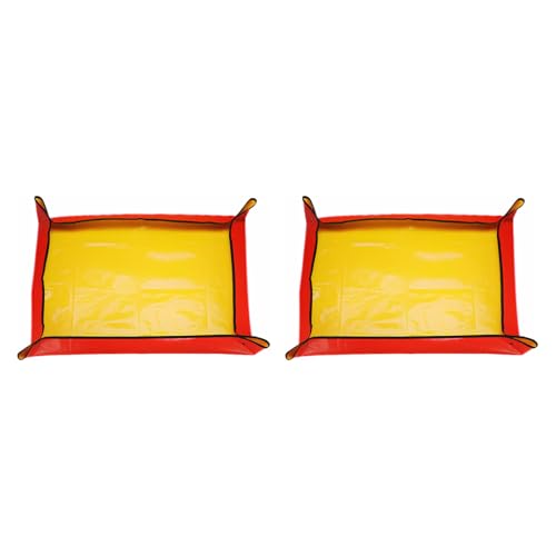 HARFINGTON 2pcs Repotting Mat 31.5" x 39.4" PE Cloth Waterproof Plant Repotting Mat Foldable Portable Gardening Potting Tray with Metal Buckle for Indoor Plant Change Soil Watering, Yellow - color: Yellow, size: 31.5" x 39.4"