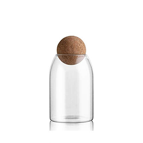 MOLFUJ 750ML/25Oz Glass Storage Container with Ball Cork, Cute Decorative Organizer Bottle Canister Jar with Air Tight Wood Lid for Food, Coffee, Candy, Bathroom Apothecary Cotton Swab Qtip Holder - size: 750 ml/25 oz