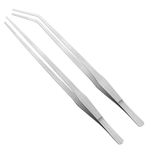 Vaincre 2PCS 15" Curved Stainless Steel Aquarium Reptile Feeding Tweezers