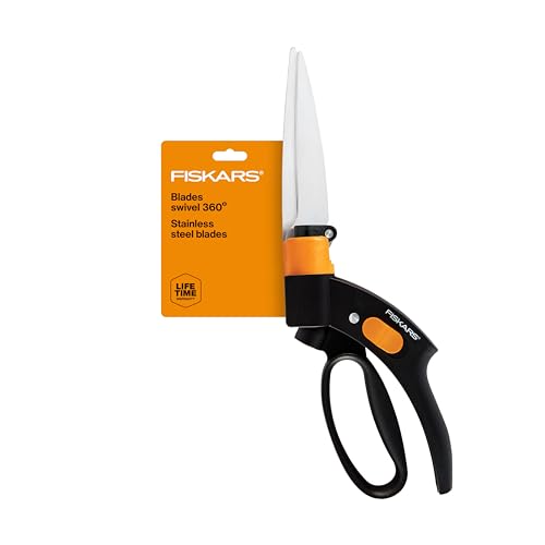 Fiskars 5" Shear Ease Grass Shears, Grass Clippers for Lawn & Garden, 360 degrees shears (Pack of 6) - style: Rotating - Spring Action (Pack of 6)