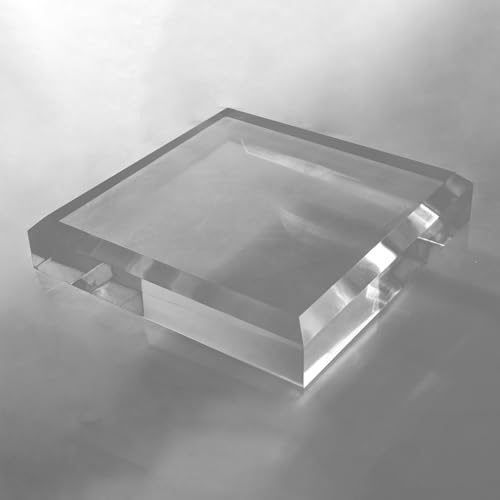 CiaoHER 2in Thickness Beveled Solid Acrylic Display Block Clear Polished Pedestal Stand Riser Solid Base (11x11) - size: 11x11