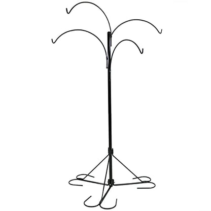 Sunnydaze 4-Arm Hanging Basket Plant Stand with Adjustable Arms - Black - 84"