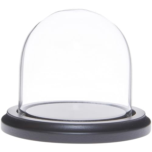 Plymor 3" x 3" Glass Display Dome Cloche (Black MDF Wood Base) - color: Black Wood Base