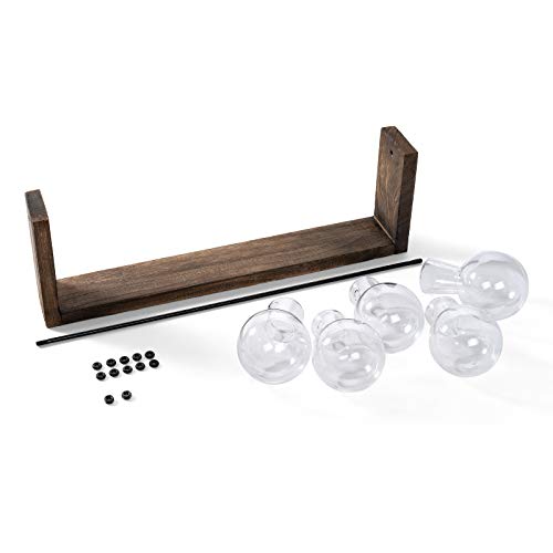 Mkono Plant Terrarium with Wooden Stand, Wall Hanging Glass Planter Desktop Plant Propagation Vase with Metal Swivel Retro Rack for Hydroponics Plants Home Office Decor