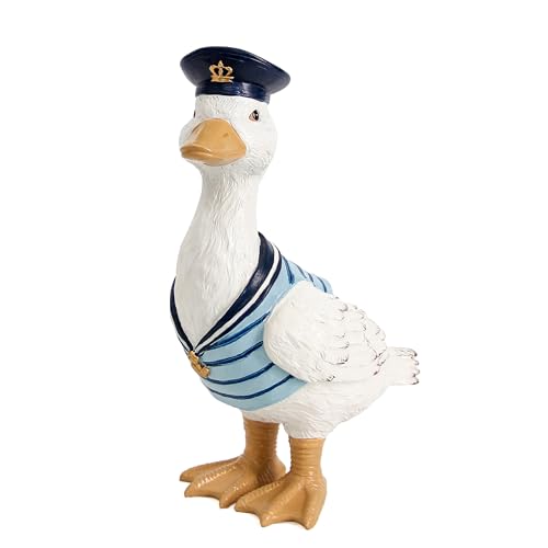 Duck Garden Decor Outdoor Porch Duck Statues Lawn Ornaments for Outside | Outdoor Statue for Garden Fence Patio Yard Weather-Resistant,Beach Nautical Decor ,Housewarming Birthday Gifts for Women - color: Duck